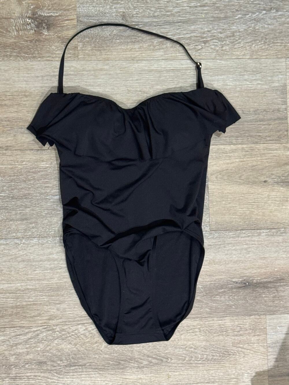 Kate Spade New York Ruffle Underwire One Piece Swimsuit Black Small NWOT